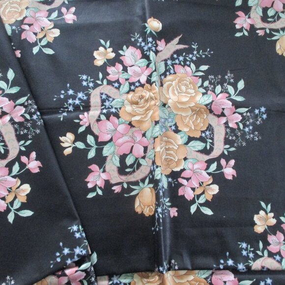 4-1/3 yards 55" House Home Polished Cotton Chintz 1988 Rose Bouquets Ribbons - Picture 1 of 7